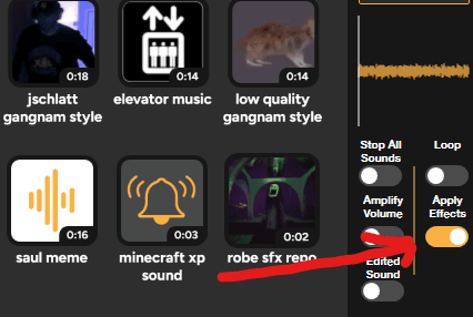 Apply Effects toggle in SmoredBoard sidebar