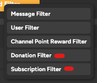 Donation or Subscription filters in Chat Controller Configurator