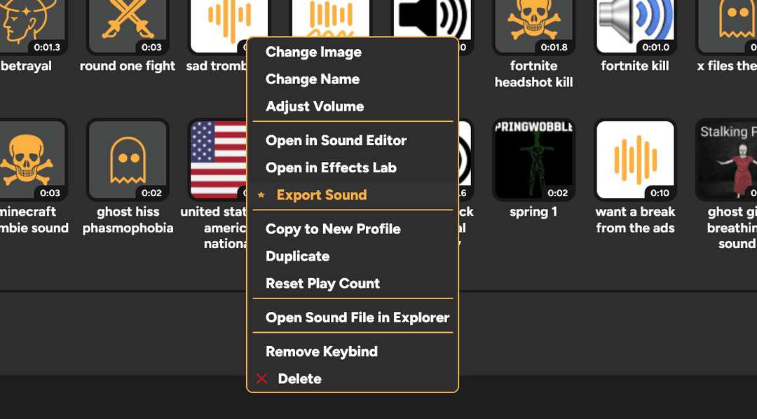 Export sounds menu in SmoredBoard