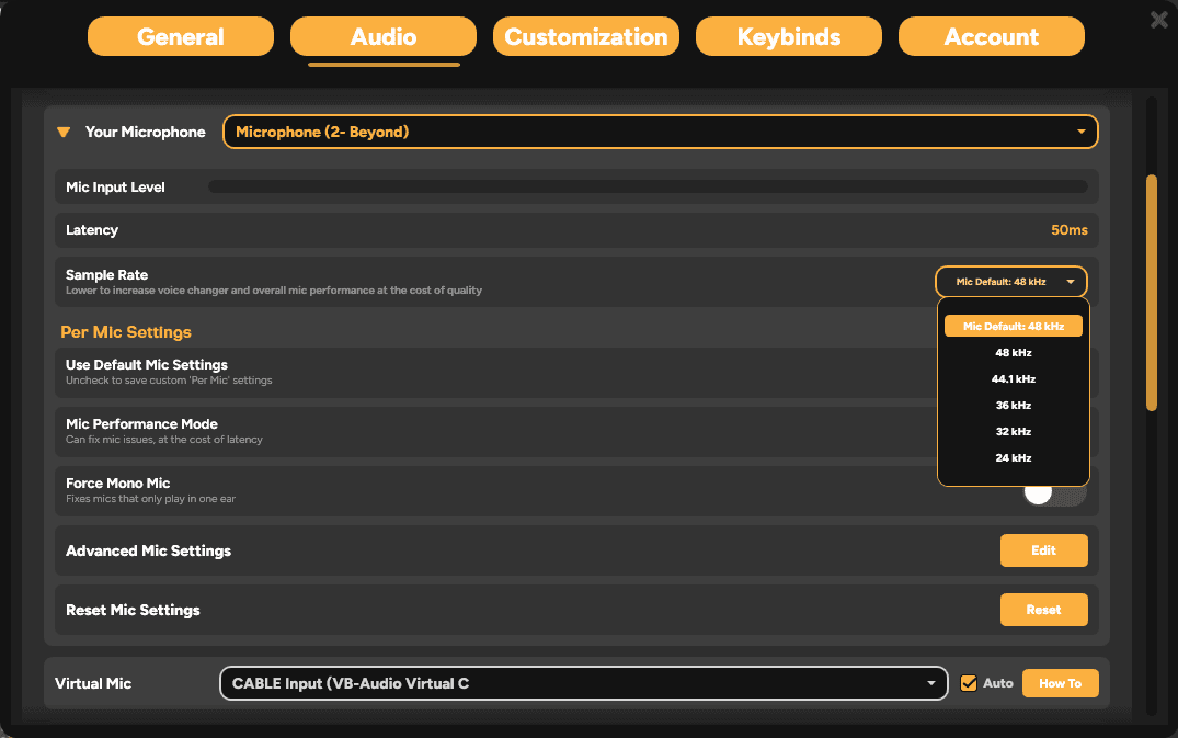 Mic Sample Rate setting in SmoredBoard