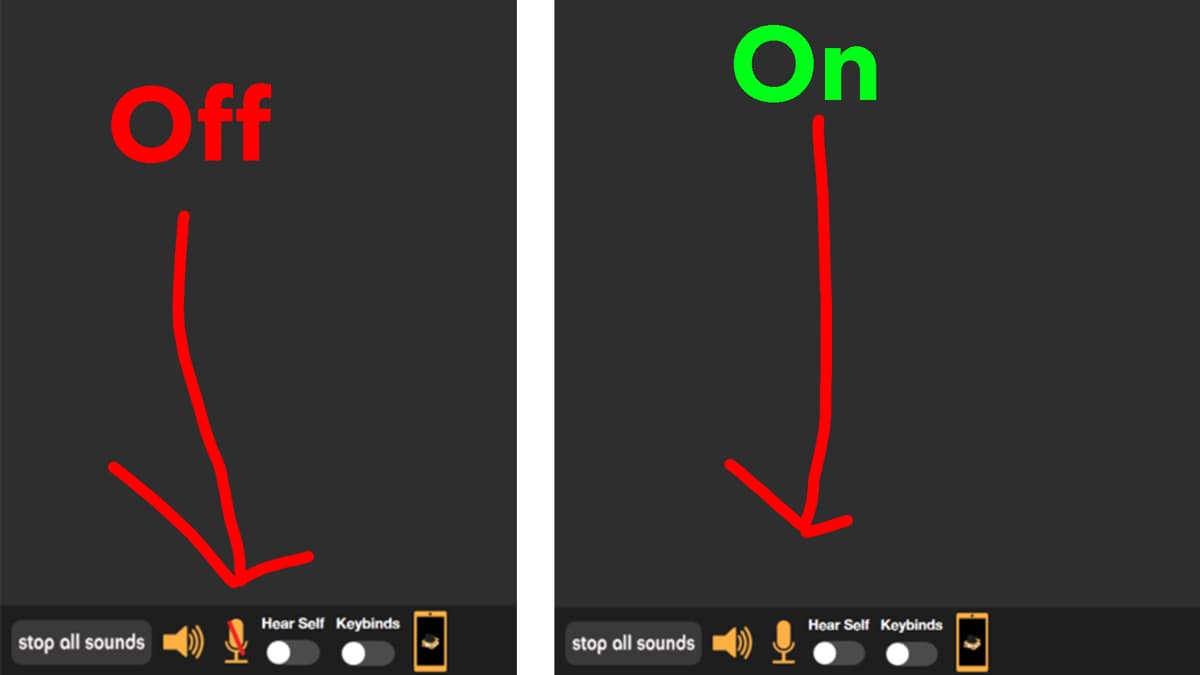 Mic icon showing mute indicator with red line