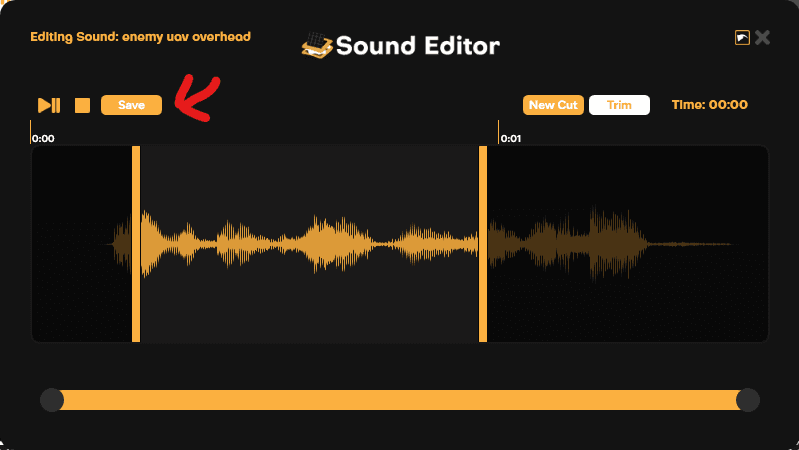 Saving in the SmoredBoard sound editor