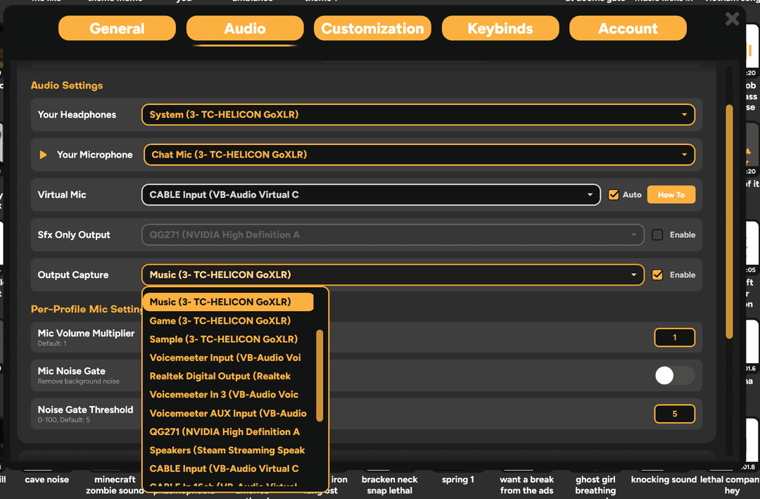 Selecting Output Capture device in SmoredBoard