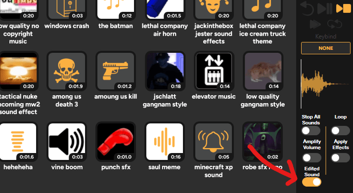 Toggling on edited sound in SmoredBoard