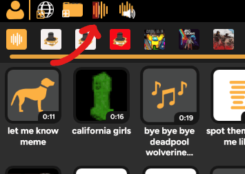 Sound Editor button on the top left of SmoredBoard
