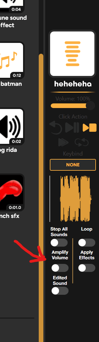 Amplify volume toggle in SmoredBoard sidebar
