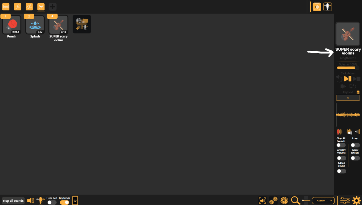 SmoredBoard sound name on the sidebar