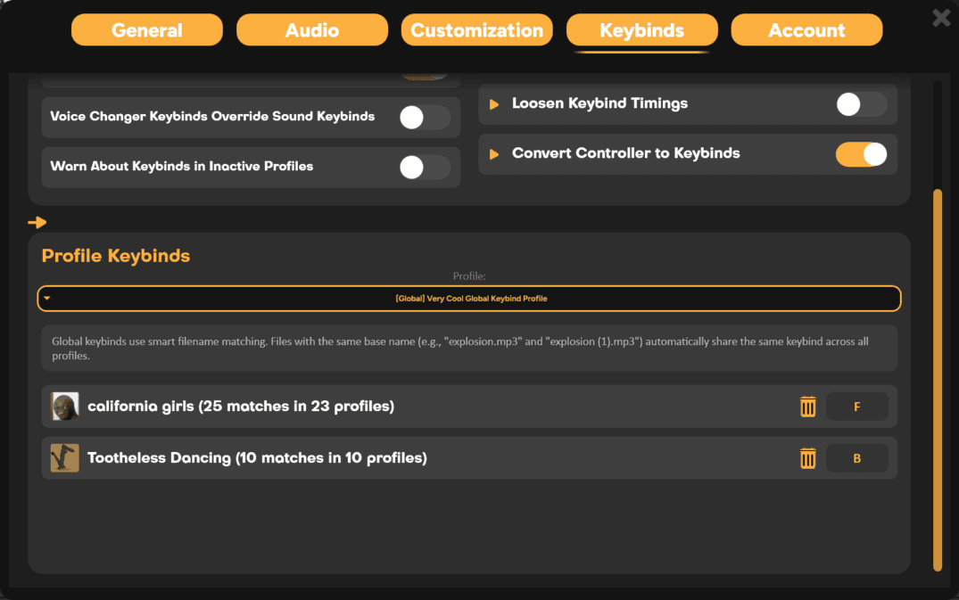 Global Keybind Profile matches in SmoredBoard