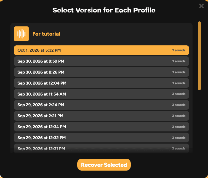 SmoredBoard profile recovery screen