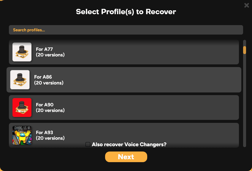 SmoredBoard profile recovery screen