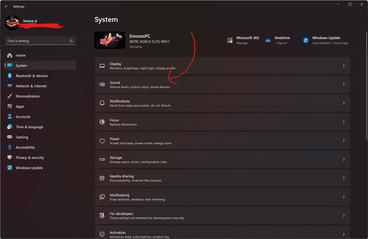 Windows System Sound settings