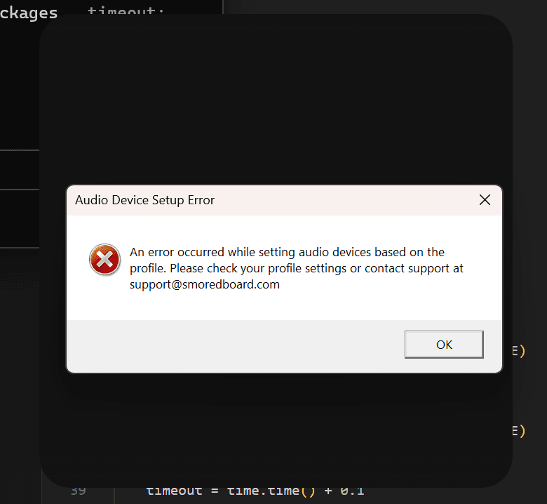 SmoredBoard error message